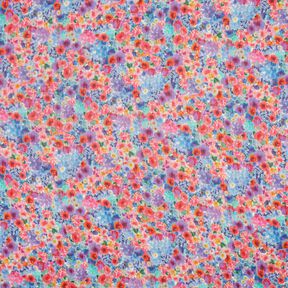 Crepe Chiffon Prado de flores – pink/azul, 