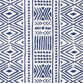 Tecido para decoração Lona Étnico – azul-marinho/branco, 