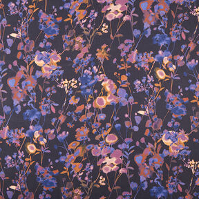 Mistura de viscose Flores em aguarela – azul-noite, 