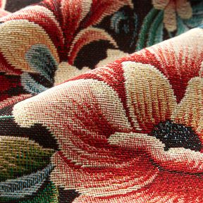 Tecido para decoração Gobelina Flores de sonho – preto/vermelho, 