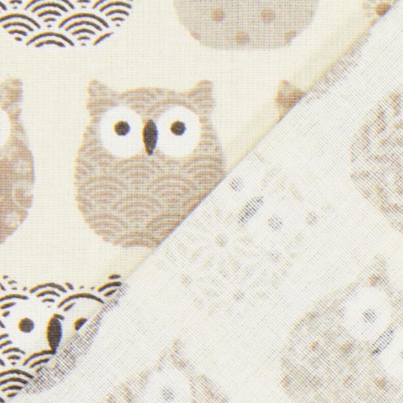 Tecido de algodão Cretone coruja – creme/cinzento,  image number 3