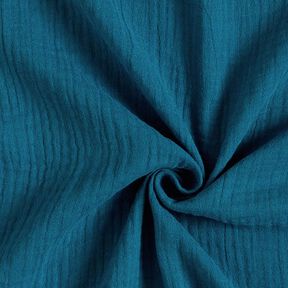 GOTS Musselina/ Tecido plissado duplo | Tula – azul petróleo, 