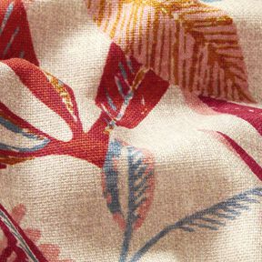 Tecido para decoração Meio linho Panamá Flora – natural/baga, 