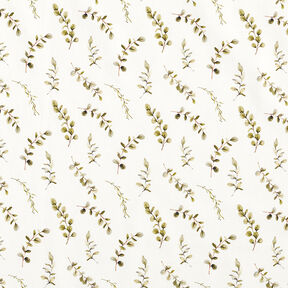 Jersey de algodão Gavinha de eucalipto Impressão Digital – branco sujo, 