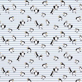 Jersey de algodão Papagaio-do-mar e riscas Impressão Digital – branco/azul-pomba, 