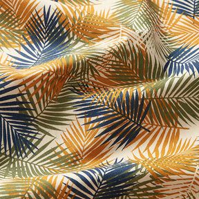 Tecido de algodão Cretone Folhas de palmeira – bege claro/azul, 