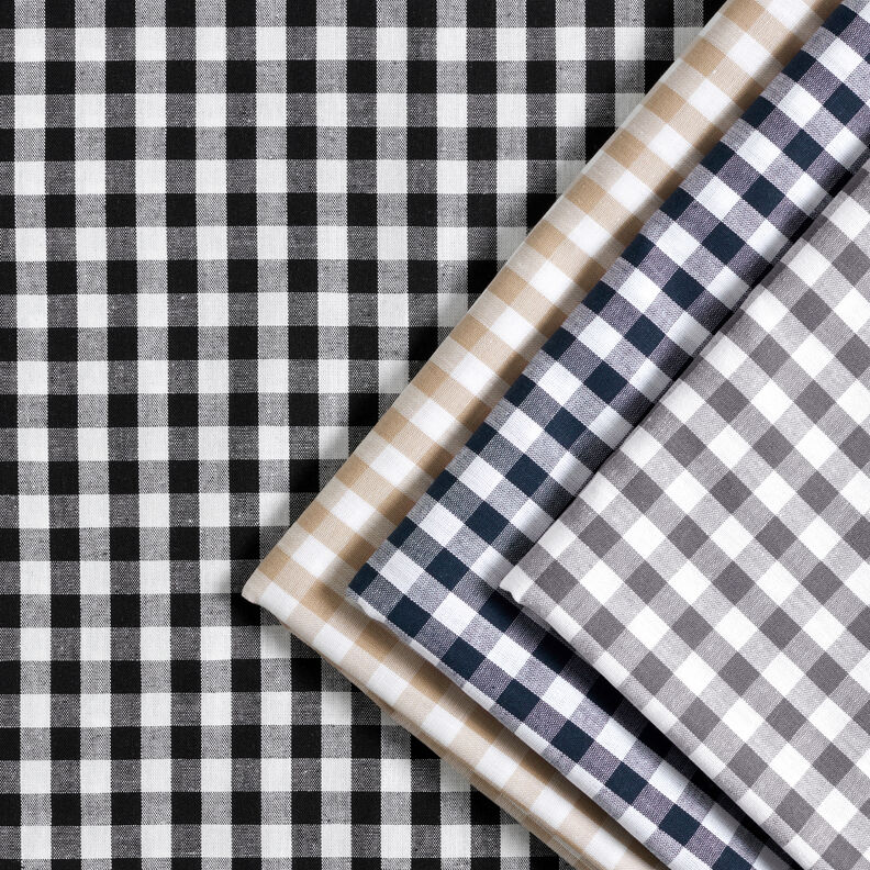Tecido de algodão Xadrez Vichy 1 cm – preto azulado/branco,  image number 5