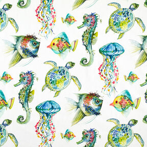 Tecido para decoração Meio linho Panamá Animais marinhos – verde, 