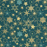 Tecido de algodão Popelina Estrelas grandes – pinheiro azul/dourado,  thumbnail number 1