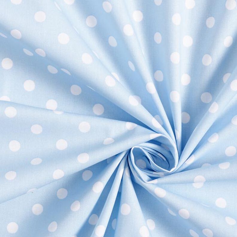 Popelina de algodão pintas grandes – azul claro/branco,  image number 5