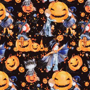 Jersey de algodão Halloween Impressão Digital – preto, 