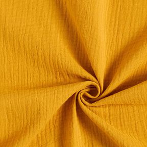 GOTS Musselina/ Tecido plissado duplo | Tula – amarelo-caril, 