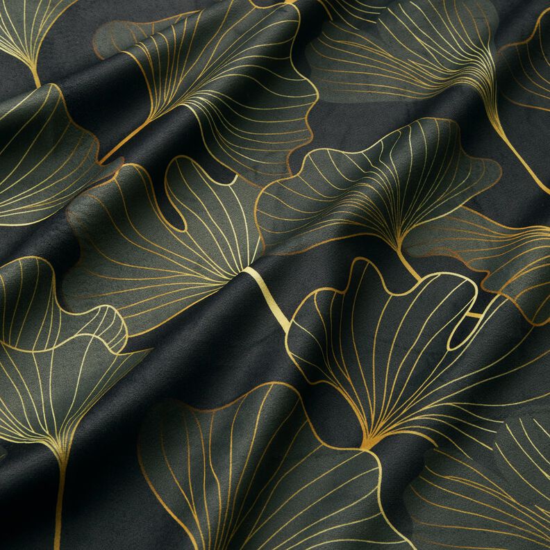 Veludo para decoração Ginkgo distinto – antracite/pinheiro escuro,  image number 2