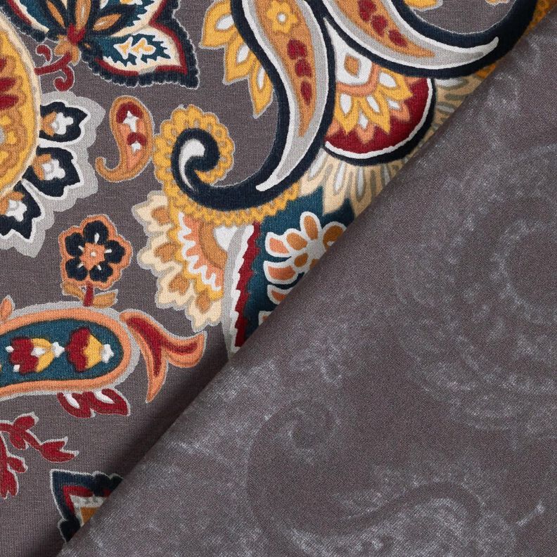 Jersey de viscose Paisley – pedra cinzento/mostarda,  image number 4