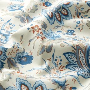 Popelina de algodão Flores Paisley delicadas – creme/azul bebé, 