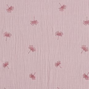 Musselina/ Tecido plissado duplo Ginkgo bordado – rosa-velho claro, 