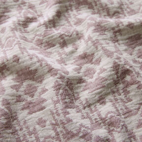Musselina/ Tecido plissado duplo Padrão Asteca Jaquard – rosa-velho escuro/cinzento-névoa, 