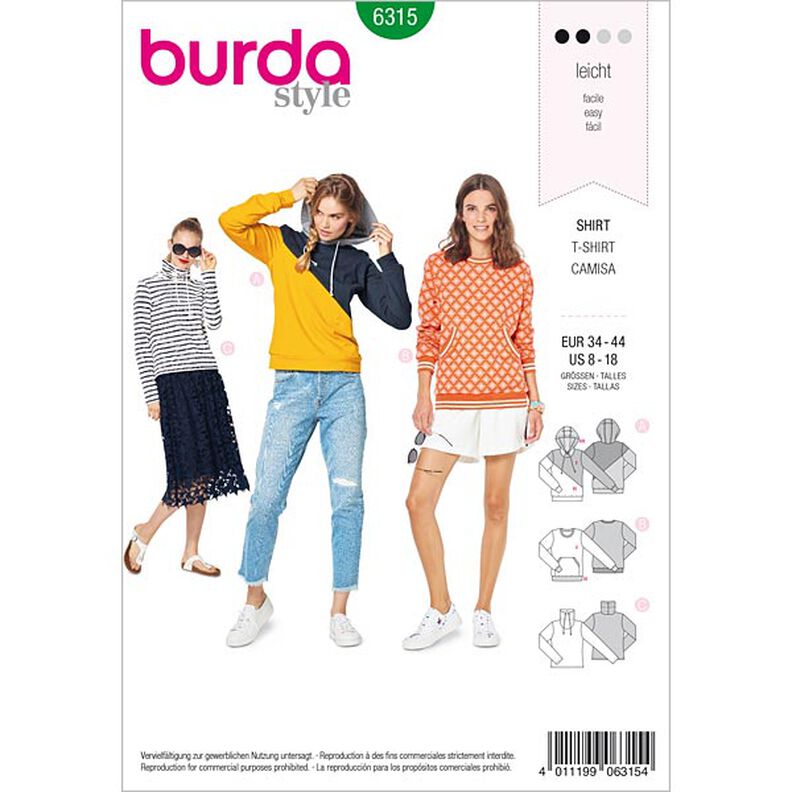 Sweatshirt, Burda 6315 | 34 - 44,  image number 1