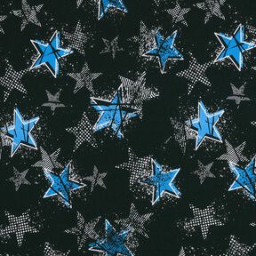 French Terry Sweat de verão Variações de estrelas | Glitzerpüppi – preto/azul, 