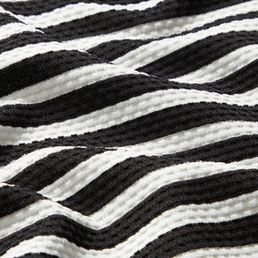 Malha Jacquard Textura Riscas diagonais – branco/preto, 