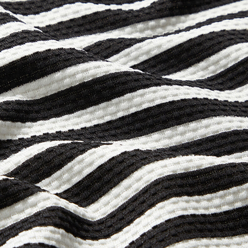 Malha Jacquard Textura Riscas diagonais – branco/preto,  image number 2