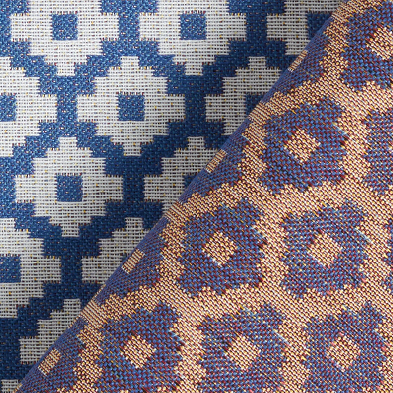 Tecido para exteriores jacquard Losangos – azul,  image number 4