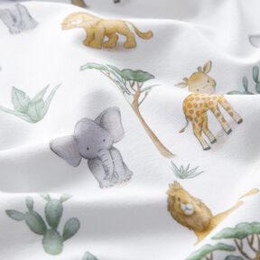 Jersey de algodão Animais da selva bebé Impressão Digital – marfim, 