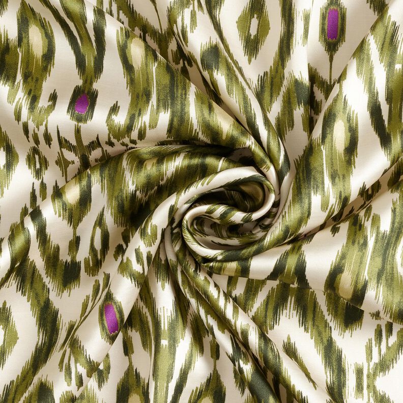 Cetim de viscose Padrão Ikat – branco/pistáchio,  image number 4