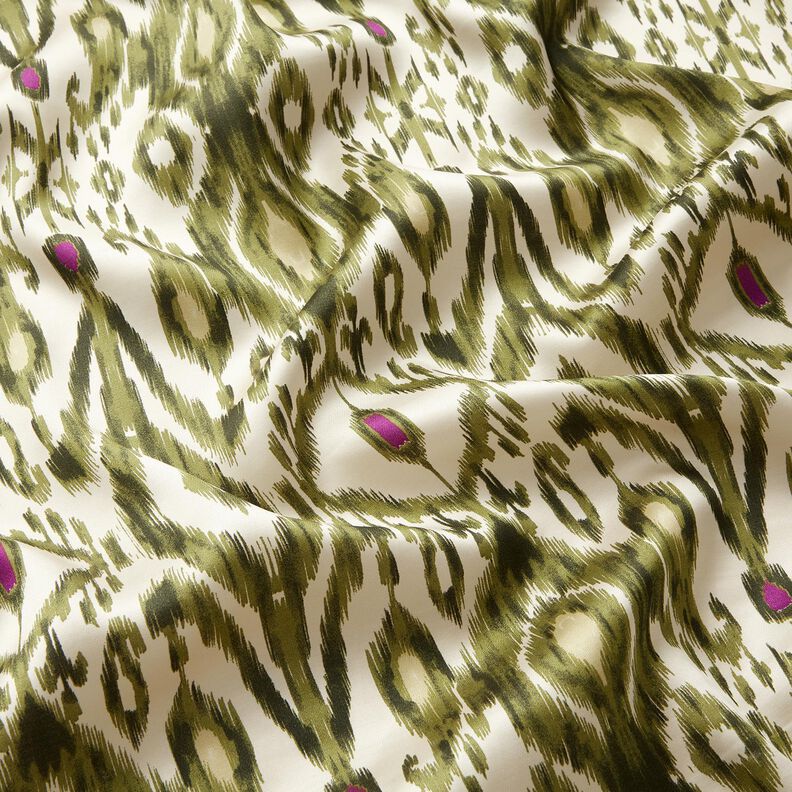 Cetim de viscose Padrão Ikat – branco/pistáchio,  image number 3