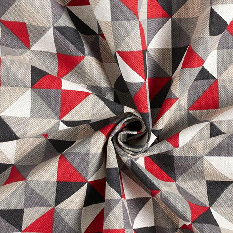 Tecido para decoração Meio linho Panamá padrão de diamante retro – vermelho/cinzento,  image number 3
